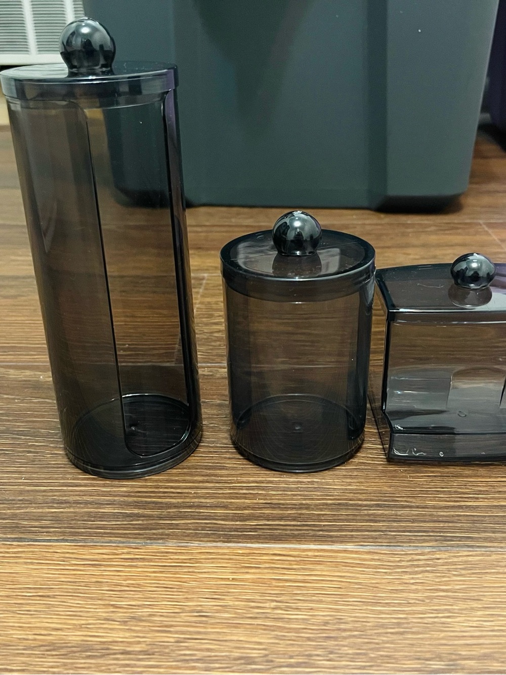 SHEIN Smoky Gray Acrylic Makeup Organizer Canister Set - 3 Pieces